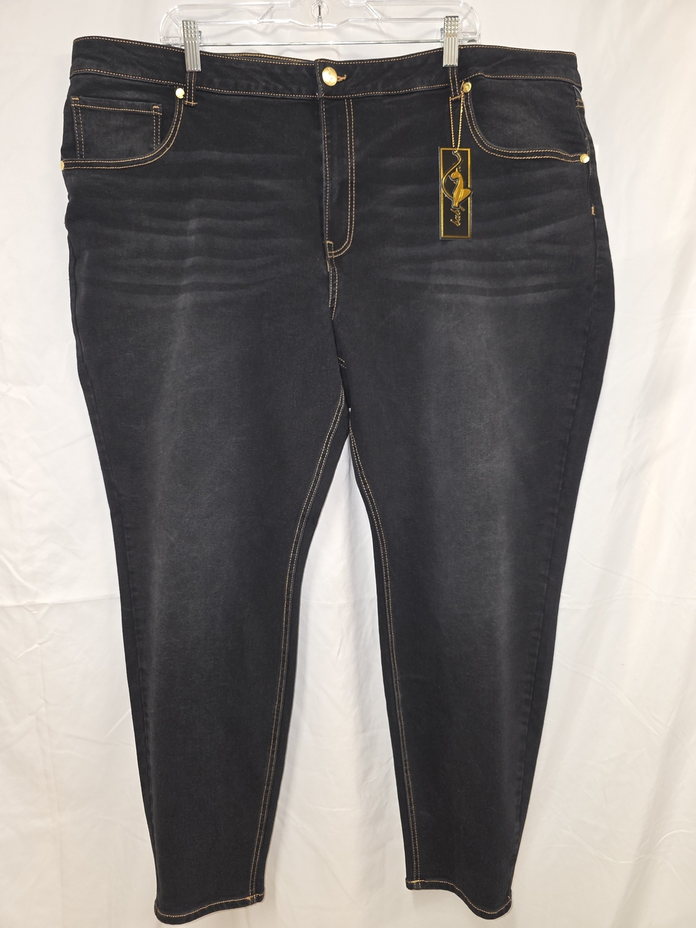 Baby Phat Black Stretch Skinny Jeans with Gold Accents